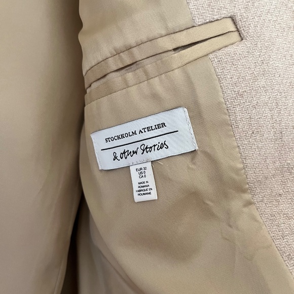 & Other Stories Oversized Wool Blazer, Size 0 / EU 32, Oatmeal Beige - Picture 8 of 8